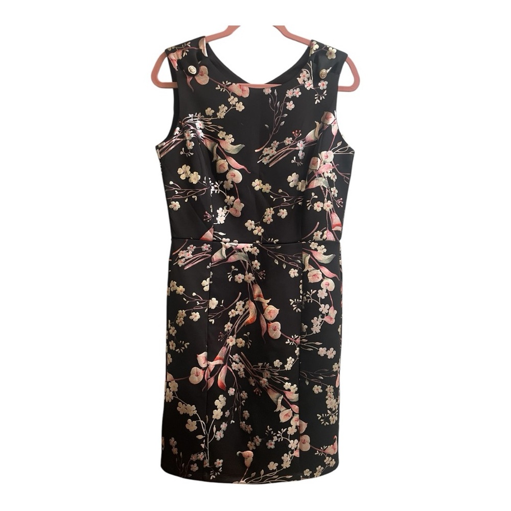Size 10 pencil dress. Stella and Julie stretchy pullover. Metallic and black EUC
